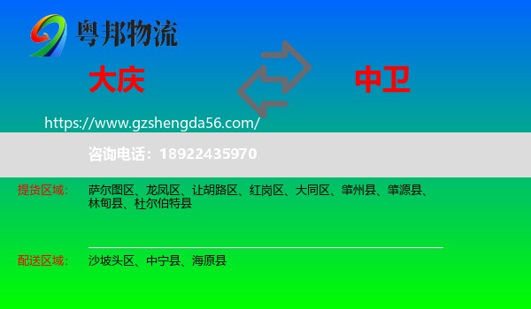 大庆到中卫物流