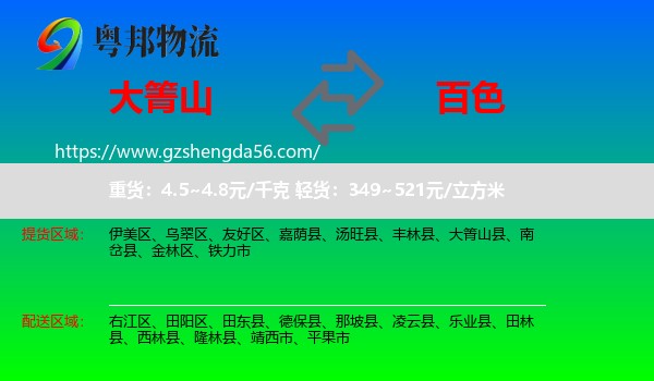 大箐山县到百色物流
