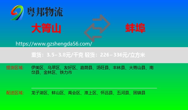 大箐山县到蚌埠物流