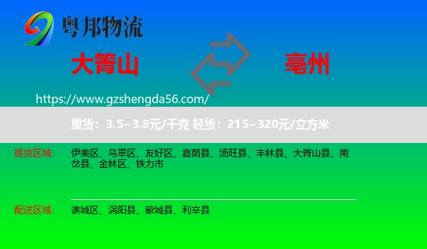 大箐山县到亳州物流