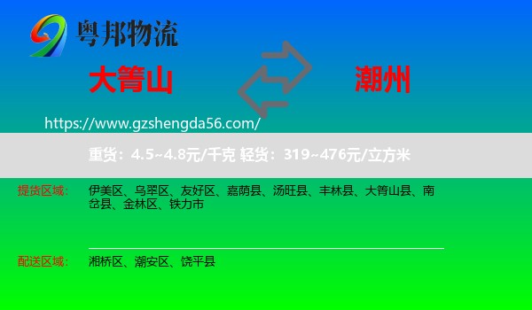 大箐山县到潮州物流