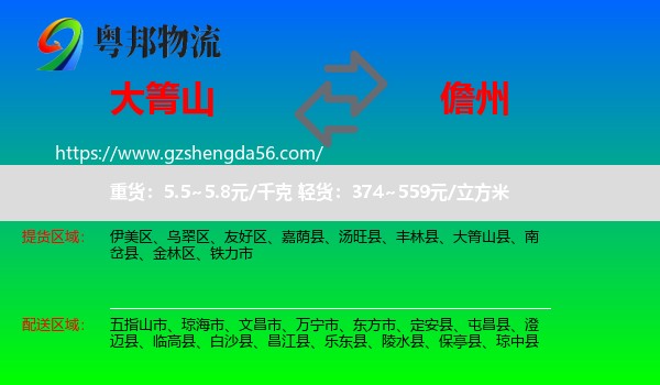 大箐山县到儋州物流