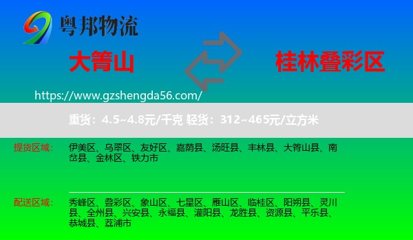 大箐山县到叠彩区物流专线