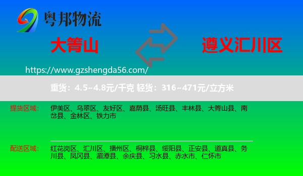 大箐山县到汇川区物流专线
