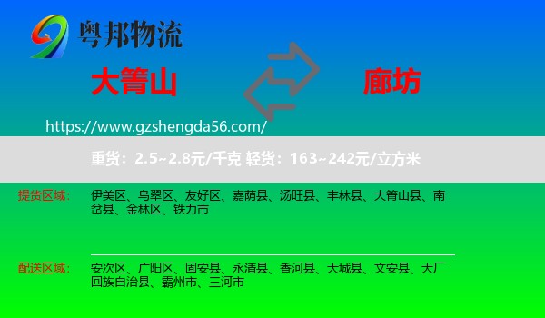 大箐山县到廊坊物流