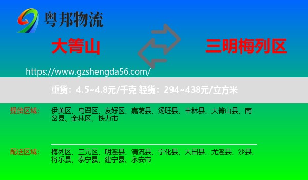 大箐山县到梅列区物流专线