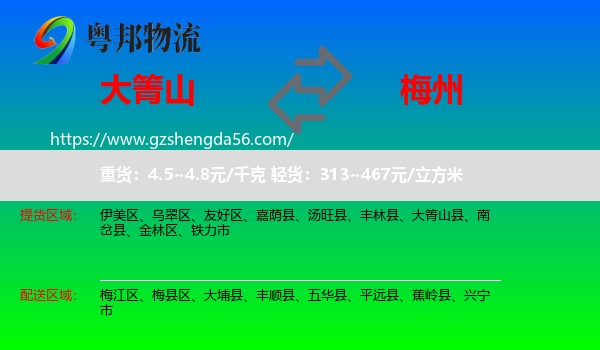 大箐山县到梅州物流