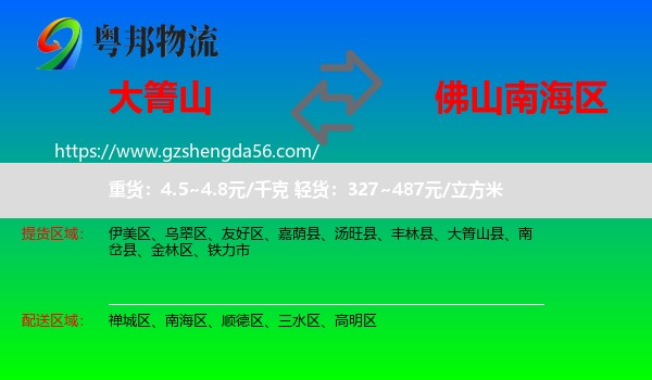 大箐山县到南海区物流专线