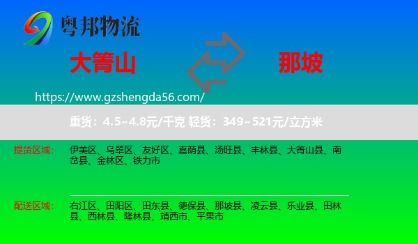 大箐山县到那坡县物流专线