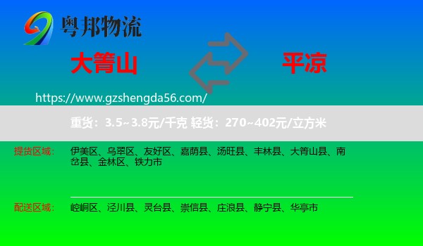 大箐山县到平凉物流