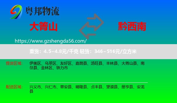 大箐山县到黔西南物流