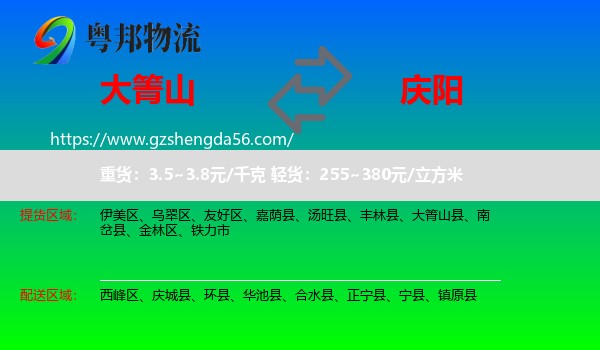 大箐山县到庆阳物流