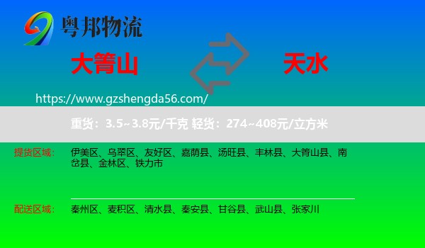 大箐山县到天水物流