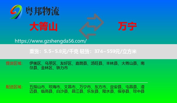 大箐山县到万宁市物流专线