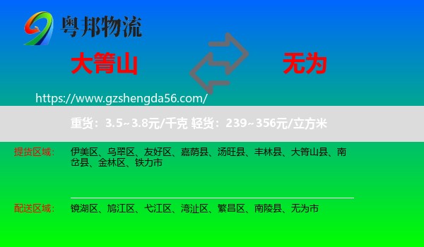 大箐山县到无为市物流专线