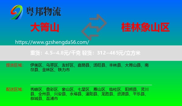 大箐山县到象山区物流专线