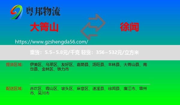 大箐山县到徐闻县物流专线