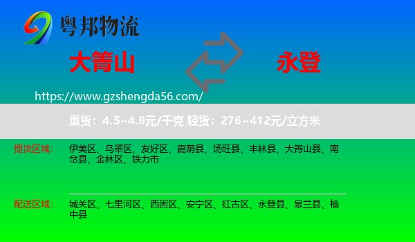 大箐山县到永登县物流专线