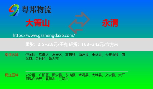 大箐山县到永清县物流专线