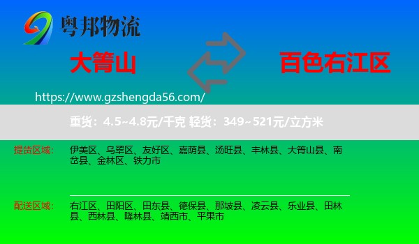 大箐山县到右江区物流专线