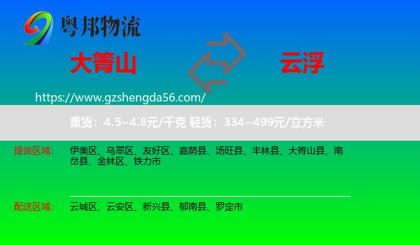 大箐山县到云浮物流