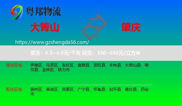 大箐山县到肇庆物流