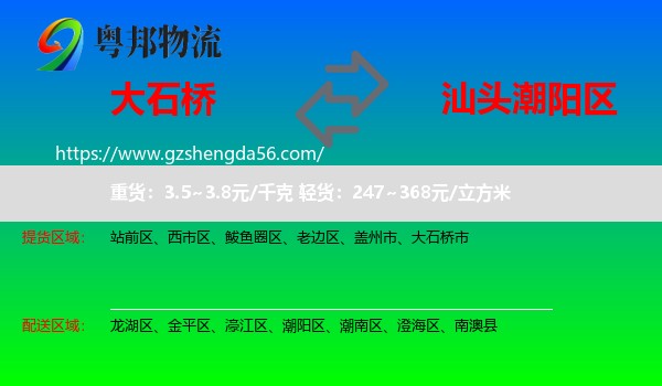 大石桥市到潮阳区物流专线