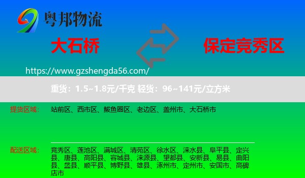 大石桥市到竞秀区物流专线