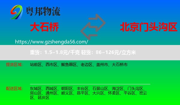 大石桥市到门头沟区物流专线