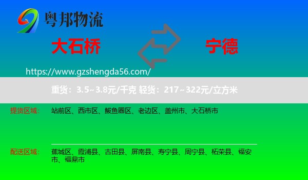 大石桥市到宁德物流专线