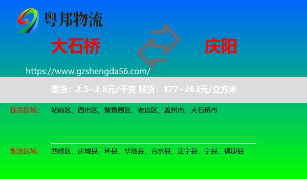 大石桥市到庆阳物流专线
