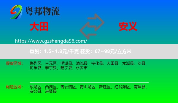 大田县到安义县物流专线