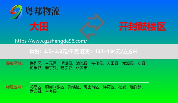 大田县到鼓楼区物流专线