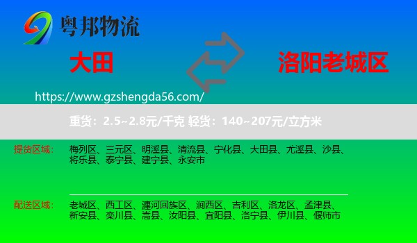 大田县到老城区物流专线