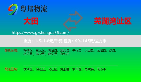 大田县到湾沚区物流专线