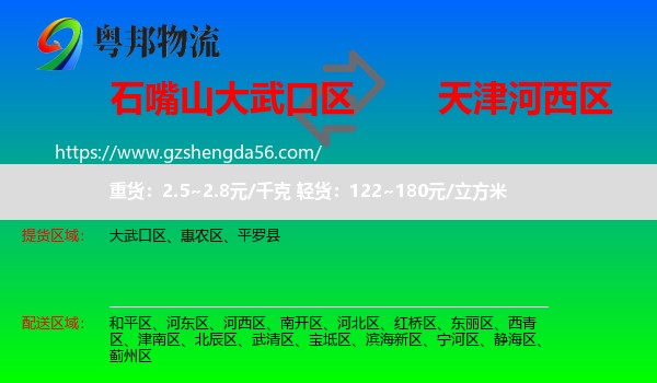 大武口区到河西区物流专线
