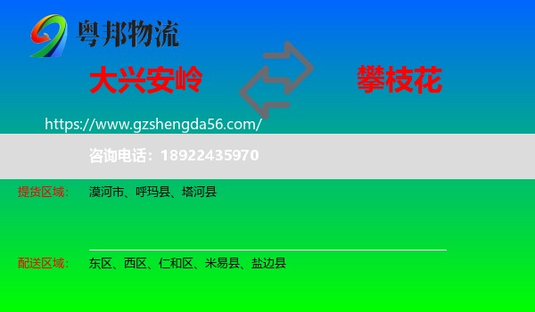 大兴安岭到攀枝花物流