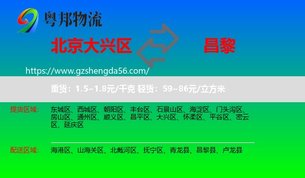 大兴区到昌黎县物流专线