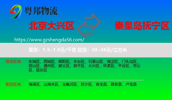 大兴区到抚宁区物流专线