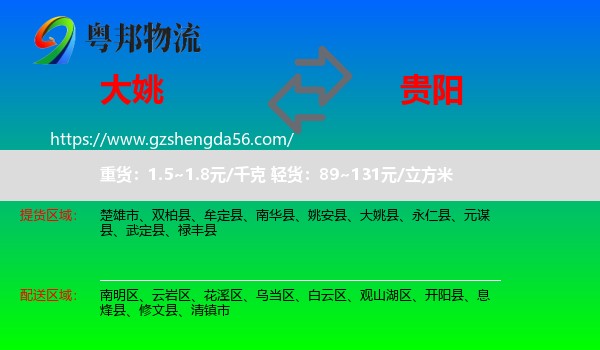 大姚县到贵阳专线