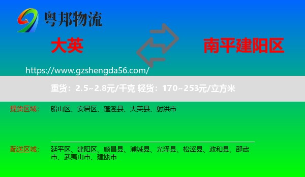 大英县到建阳区物流专线
