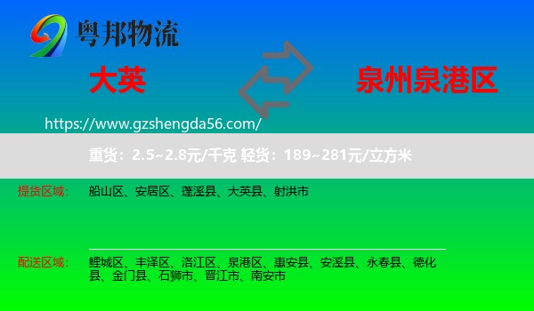 大英县到泉港区物流专线