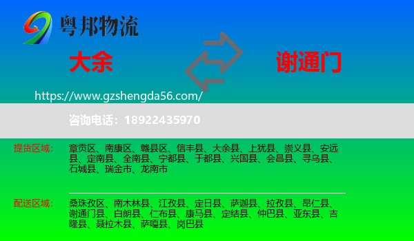 大余县到谢通门县物流专线