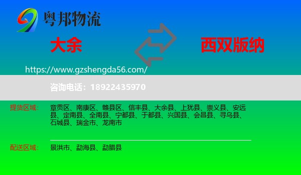 大余县到西双版纳物流