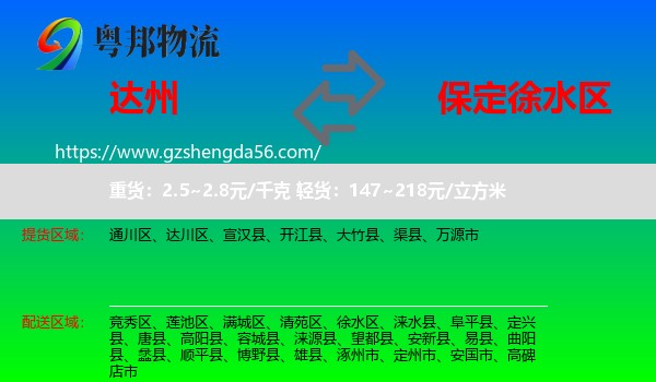 达州到徐水区物流专线