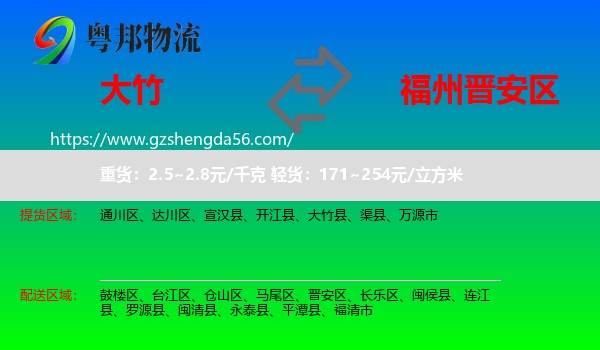大竹县到晋安区物流专线