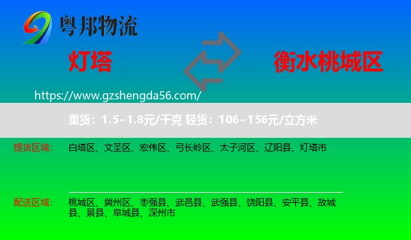 灯塔市到桃城区物流专线