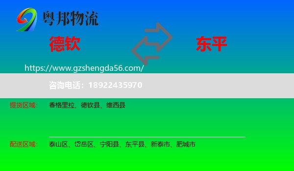 德钦县到东平县物流专线