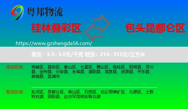 叠彩区到昆都仑区物流专线
