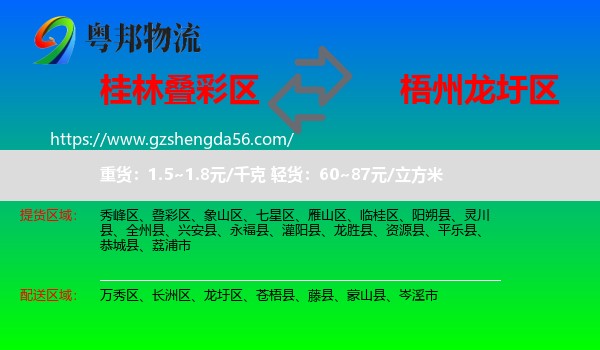 叠彩区到龙圩区物流专线